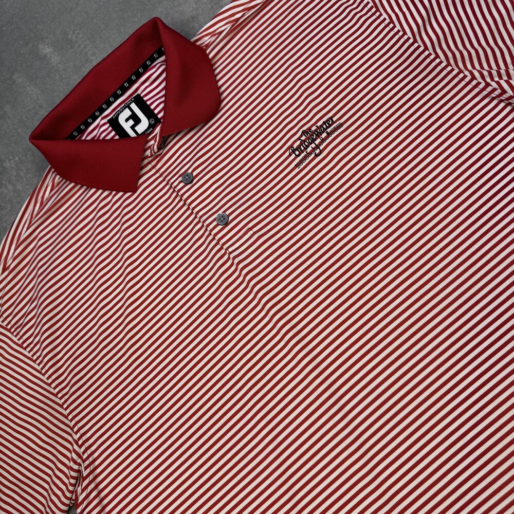FootJoy Shirt Mens Large Red White Striped ProDry Lisle Performance Golf Polo